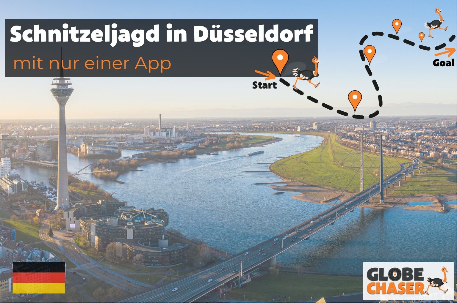 Schnitzeljagd in Düsseldorf mit App - Globe Chaser Erlebnisse Deutschland